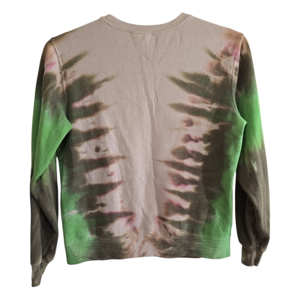 Grateful Dead Teddy Forever Sweatshirt Tie Dye Green Tan Medium Boho Grunge - Picture 5 of 7